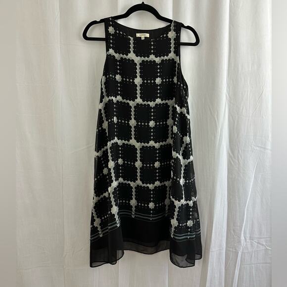 Max Studio A-Line Trapeze Dot Chiffon Dress in Black/White Womens Size XS - Picture 1 of 7